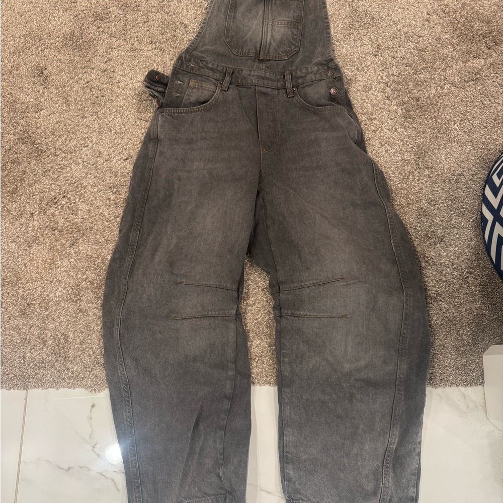 Free People gray Denim Overalls